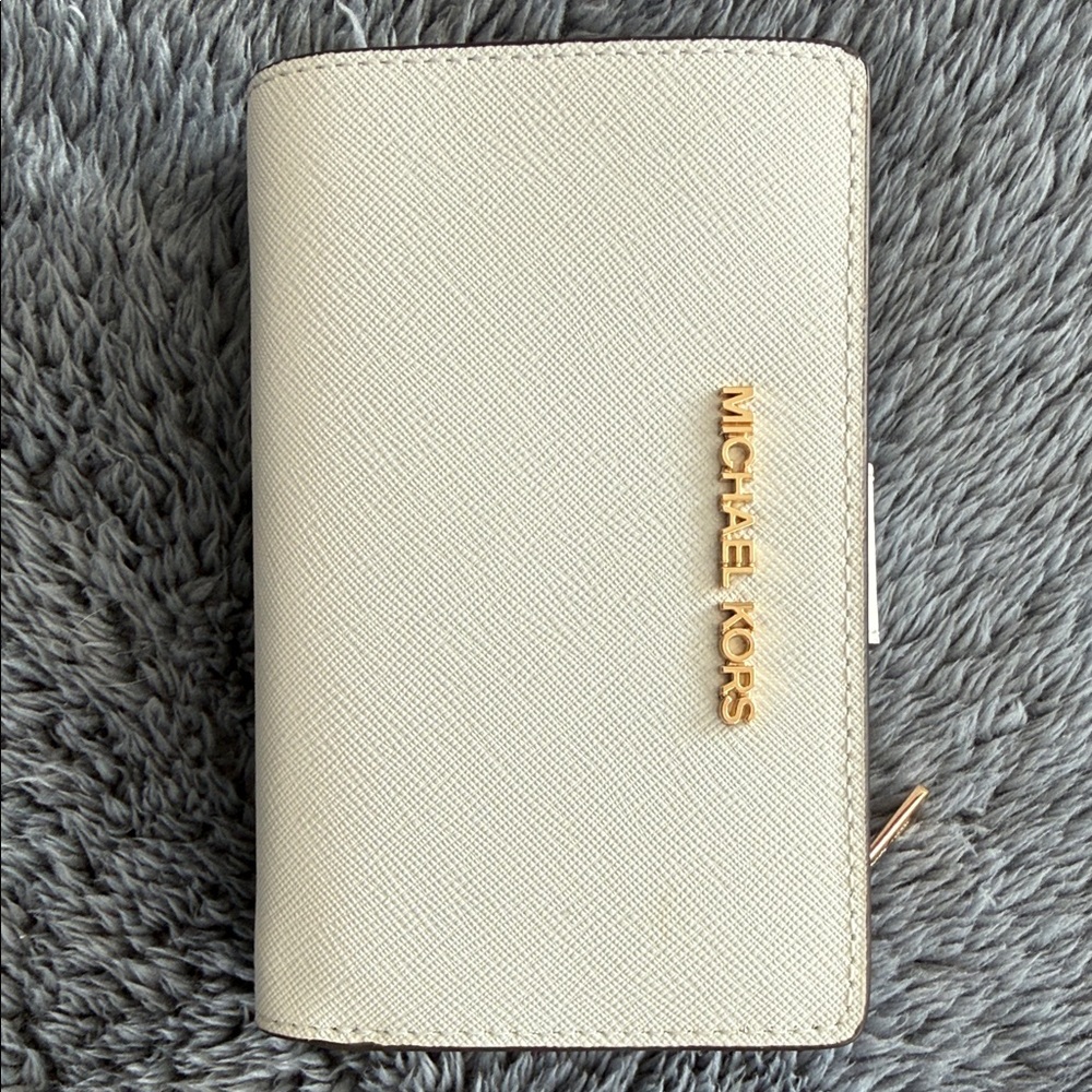 Michael Kors Ivory Wallet with Gold Accents